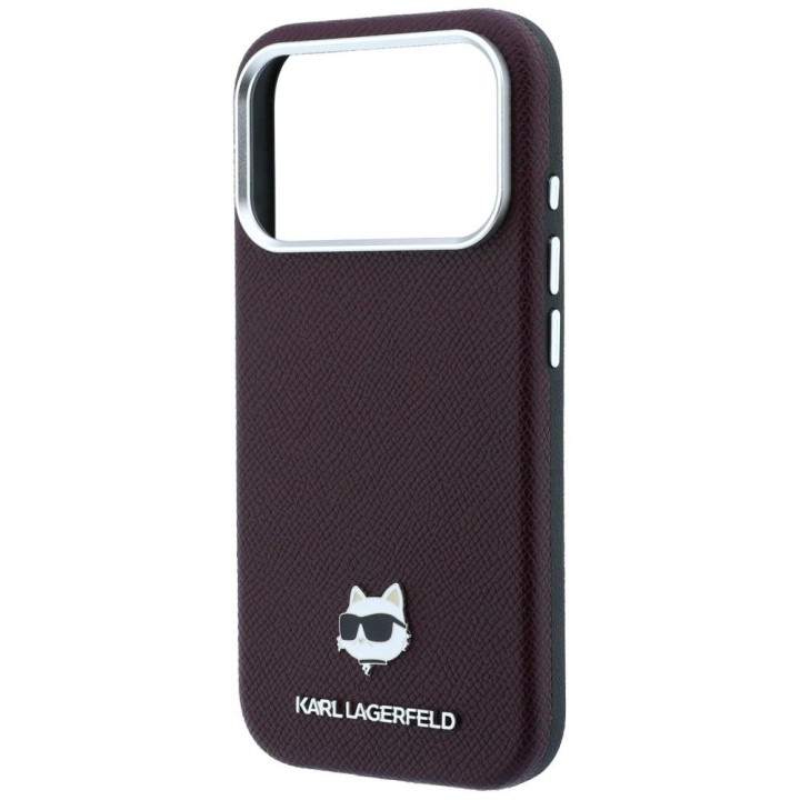 KARL LAGERFELD чехол для IPHONE 18 Pro/ 17 Pro совместимый с MagSafe (Grained Choupette Head Metal) бордовый