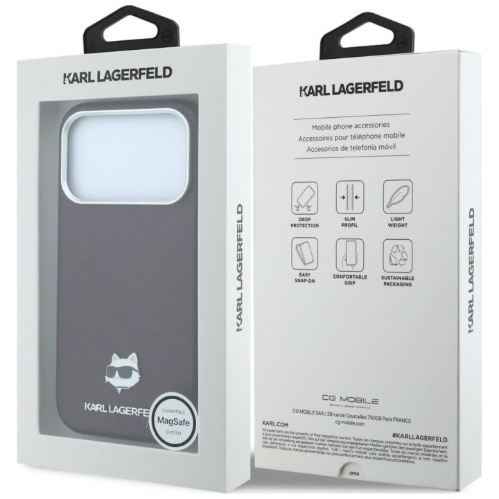 KARL LAGERFELD чохол для IPHONE 18 Pro/ 17 Pro сумісний з MagSafe (Grained Choupette Head Metal) бордовий