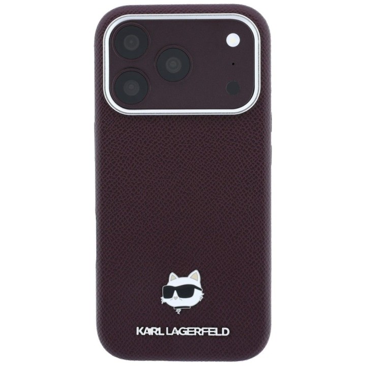 KARL LAGERFELD чохол для IPHONE 18 Pro/ 17 Pro сумісний з MagSafe (Grained Choupette Head Metal) бордовий