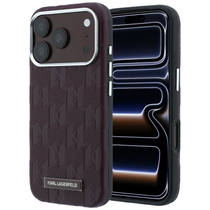 KARL LAGERFELD case for IPHONE 18 Pro/17 Pro compatible with MagSafe (Mono Resin Logo) burgundy