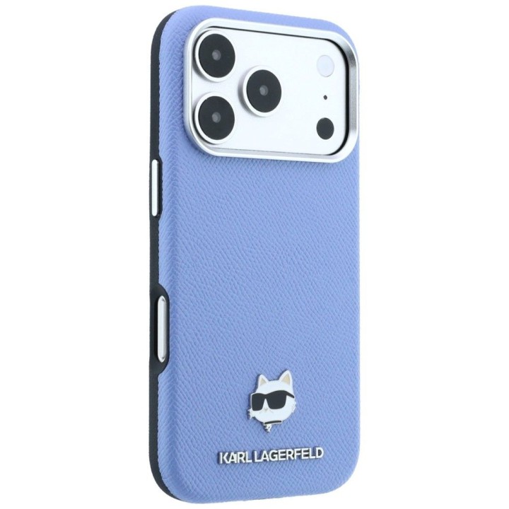 KARL LAGERFELD чехол для IPHONE 18 Pro Max/ 17 Pro Max совместимый с MagSafe (Grained Choupette Head Metal) голубой