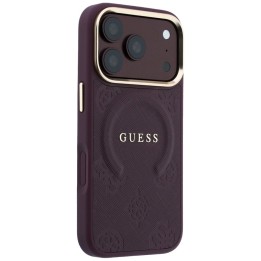 GUESS case for IPHONE 18 Pro/17 Pro compatible with MagSafe (Saffiano Peony Ring) burgundy
