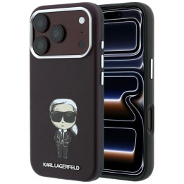 KARL LAGERFELD case for IPHONE 18 Pro Max/ 17 Pro max compatible with MagSafe (Smooth Ikonik Sketch) burgundy
