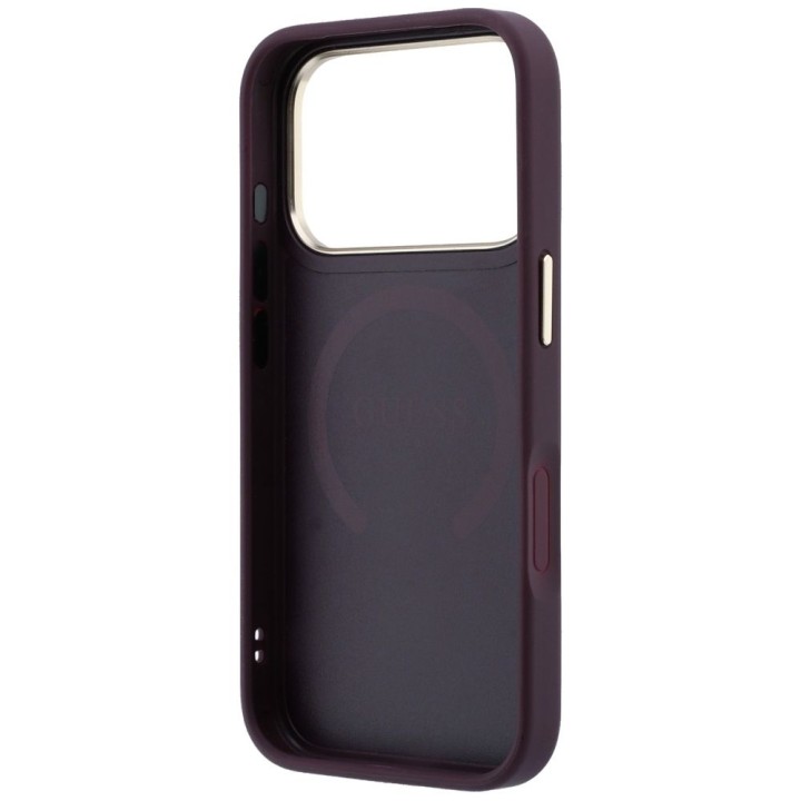 GUESS futerał do IPHONE 18 Pro/17 Pro kompatybilny z MagSafe (Saffiano Peony Ring) burgundowy