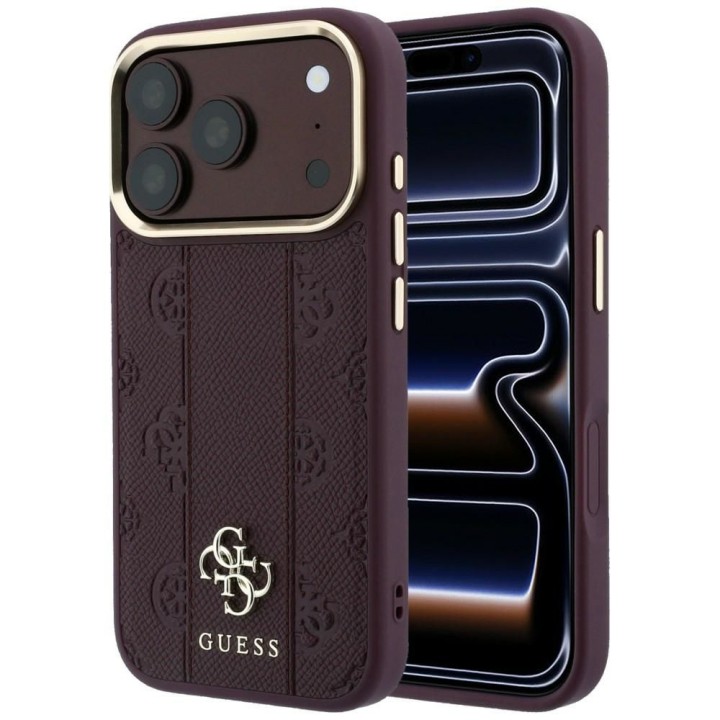 GUESS чохол для IPHONE 18 Pro Max/17 Pro Max сумісний з MagSafe (Stripe Peony 4G Logo) бордовий