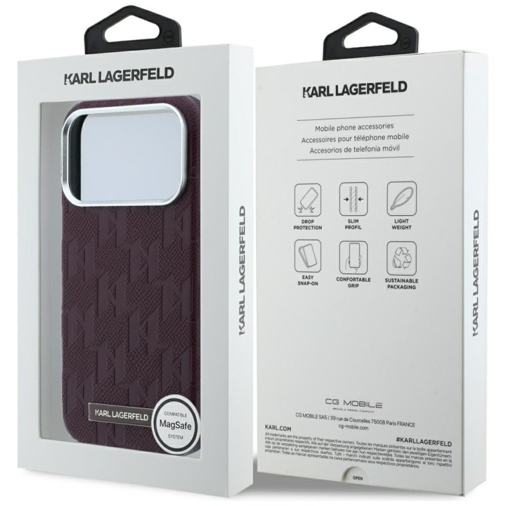 KARL LAGERFELD чохол для IPHONE 18 Pro Max/17 Pro Max сумісний з MagSafe (Mono Resin Logo) бордовий