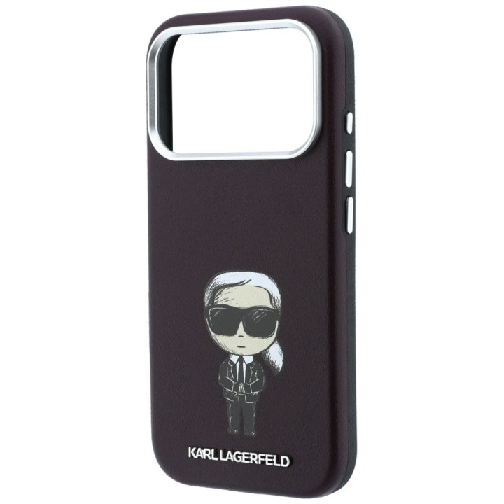 KARL LAGERFELD futerał do IPHONE 18 Pro Max/ 17 Pro max kompatybilny z MagSafe (Smooth Ikonik Sketch) burgundowy