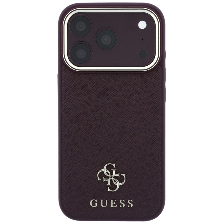 GUESS чехол для IPHONE 18 Pro/17 Pro совместимый с MagSafe (Saffiano Small 4G & Classic Logo) бордовый