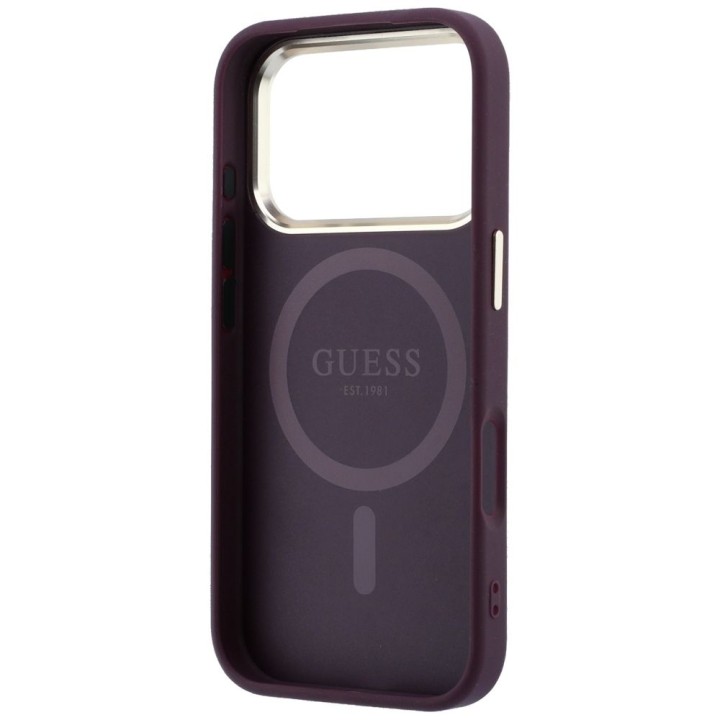 GUESS чехол для IPHONE 18 Pro/17 Pro совместимый с MagSafe (Saffiano Small 4G & Classic Logo) бордовый