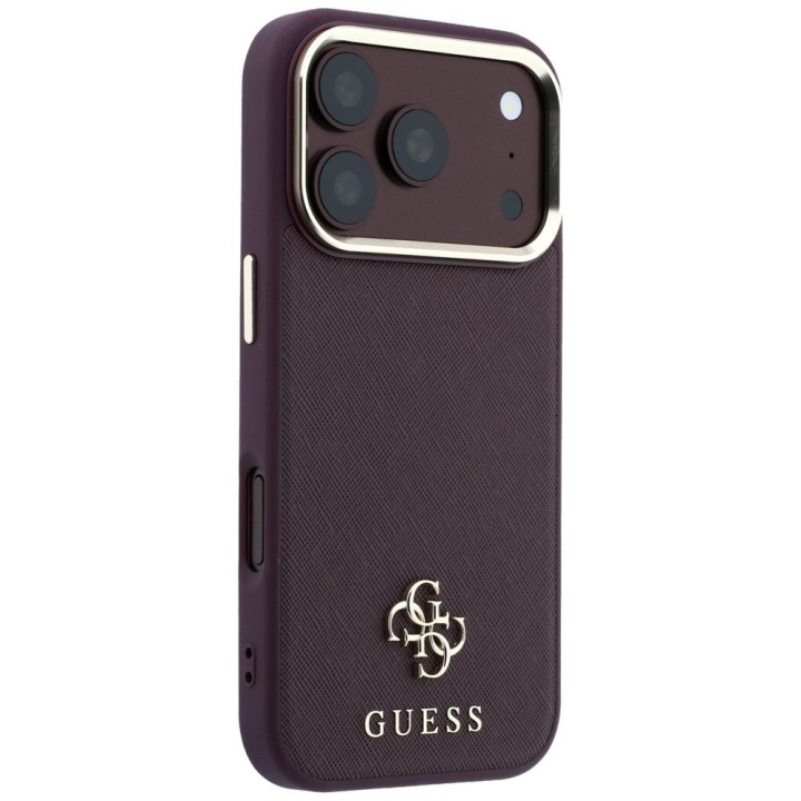 GUESS futerał do IPHONE 18 Pro/17 Pro kompatybilny z MagSafe (Saffiano Small 4G & Classic Logo) burgundowy