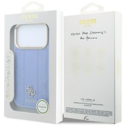GUESS futerał do IPHONE 18 Pro/17 Pro kompatybilny z MagSafe (Stripe Peony 4G Logo) jasnoniebieski