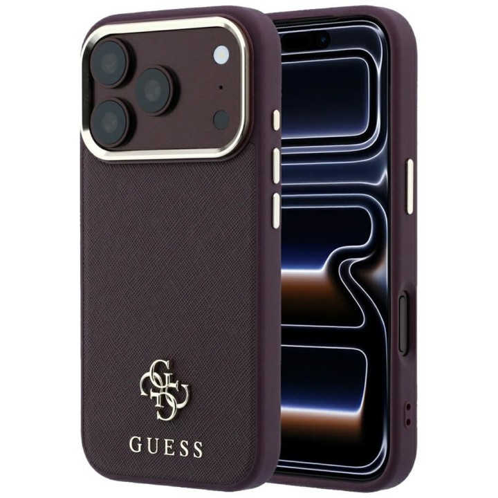 GUESS чохол для IPHONE 18 Pro/17 Pro сумісний з MagSafe (Saffiano Small 4G & Classic Logo) бордовий
