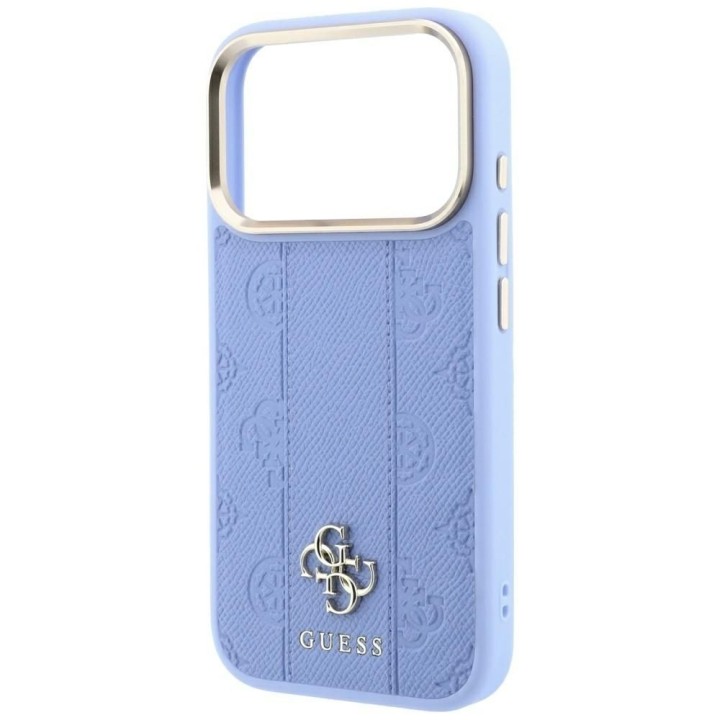 GUESS futerał do IPHONE 18 Pro/17 Pro kompatybilny z MagSafe (Stripe Peony 4G Logo) jasnoniebieski