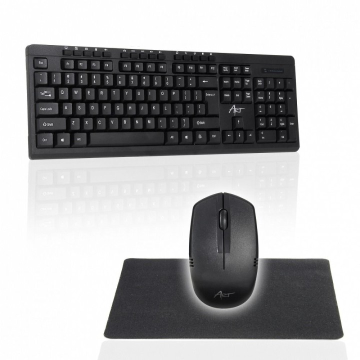ART wireless set keyboard QWERTY + mouse + pad 2,4G AK-48A black