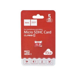 Карта microSD 16GB класс 10 Hoco красная