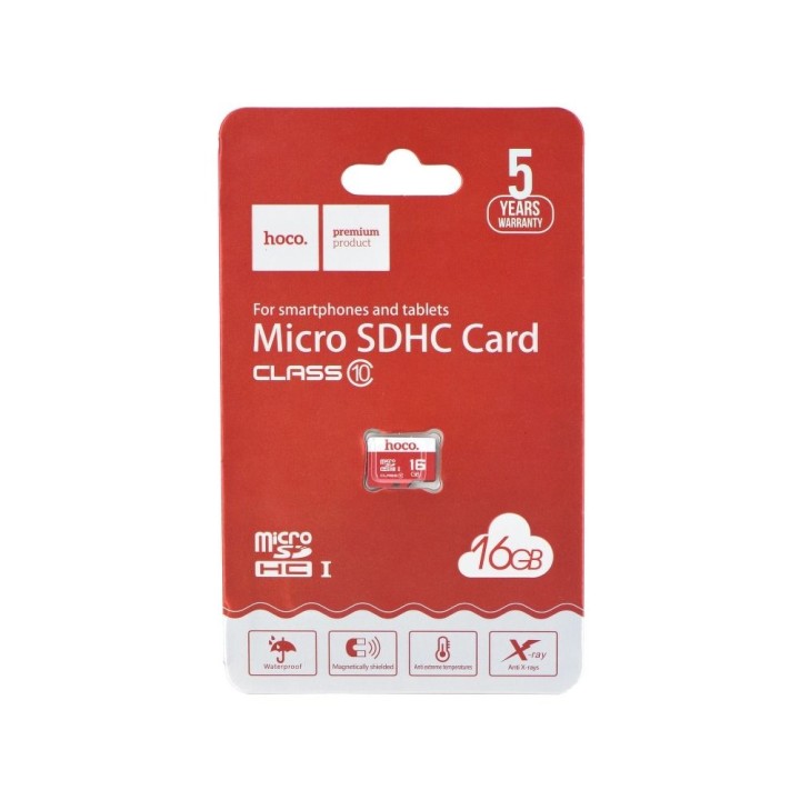 Карта microSD 16GB клас 10 Hoco червона