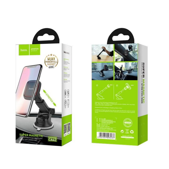 Magnetic car phone holder Hoco for windscreen / dashboard CA42 black-red