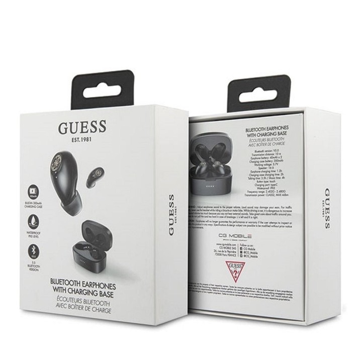 Wireless in-ear headphones Guess TWS + docking station GUTWSJL4GBK black