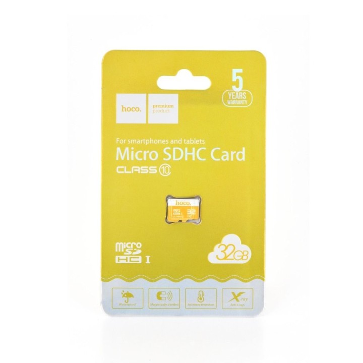 Карта microSD 32GB класс 10 Hoco желтая