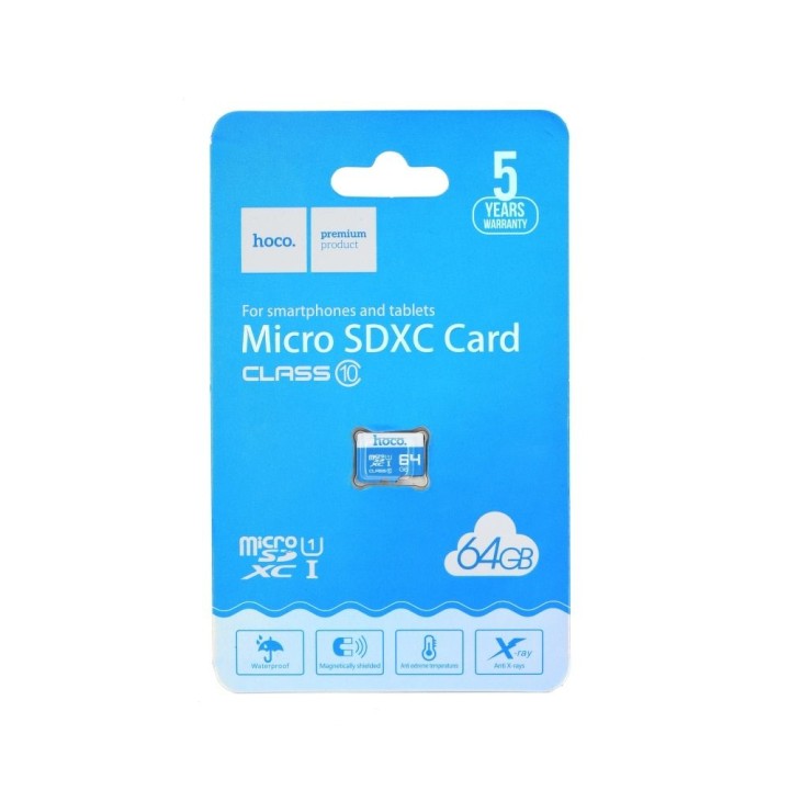 Card microSD 64GB class 10 Hoco blue