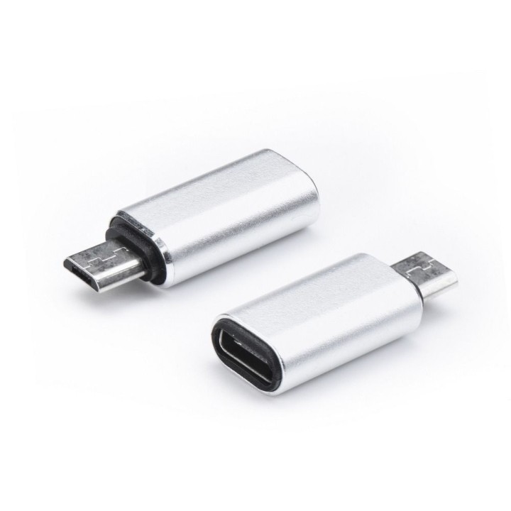 Адаптер тип C (гнездо (female)) для Micro USB (штекер (male)) серебристый