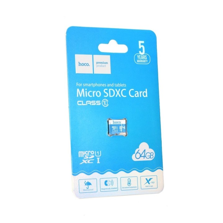 Карта microSD 64GB класс 10 Hoco синяя
