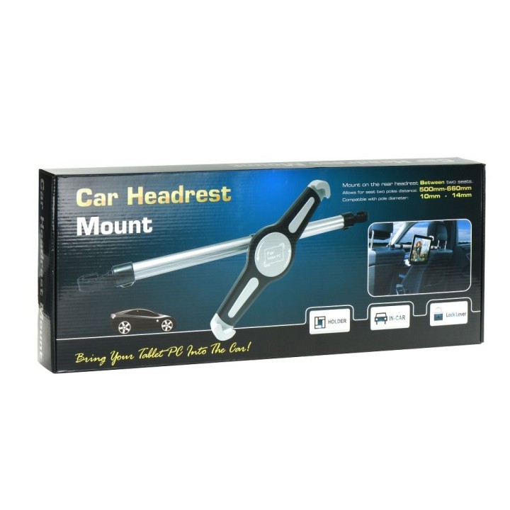 Car holder for two headrests (tablet 7"-11") silver