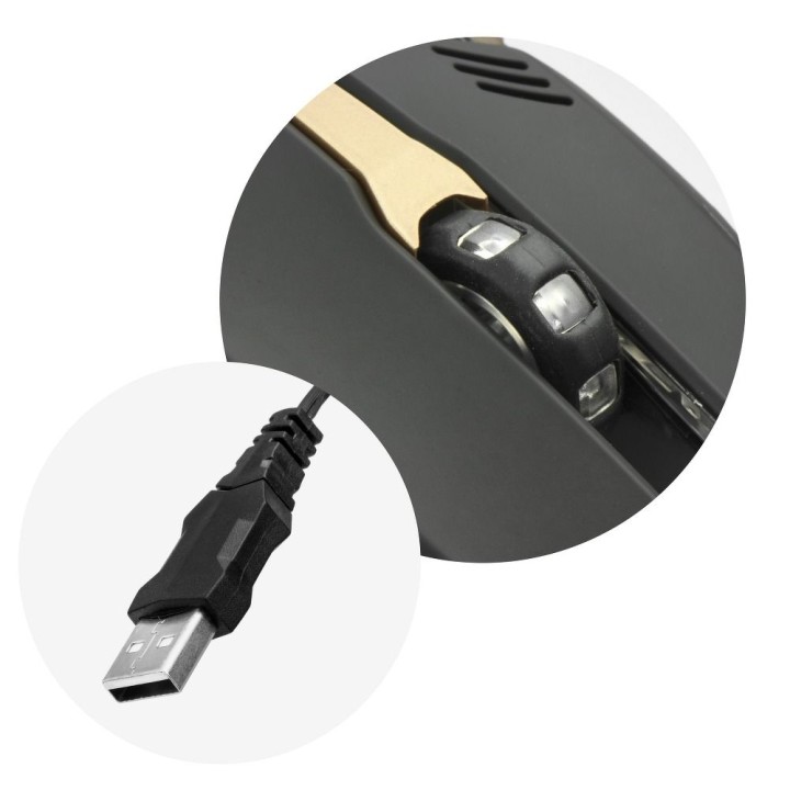 ART wired computer mouse USB A 2400 dpi AM-98 black-gold