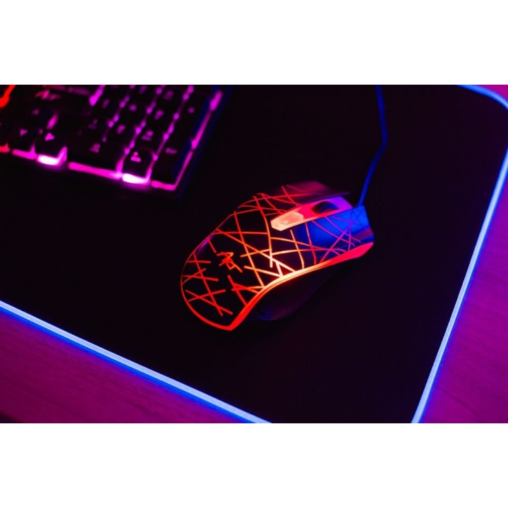 ART set wired keyboard USB A QWERTY backlit + wired mouse USB A backlit AK-50 black