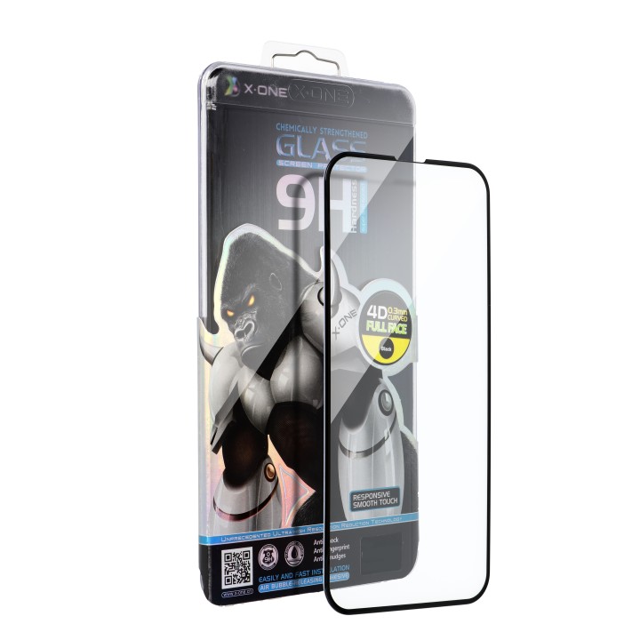 Tempered glass for iPhone DUO X-One Full Cover Extra Strong Crystal Clear (full glue) black