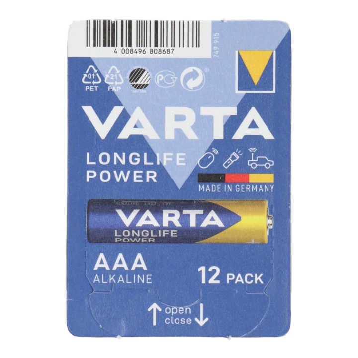 VARTA лужна батарейка R3 (AAA) Longlife 12 шт