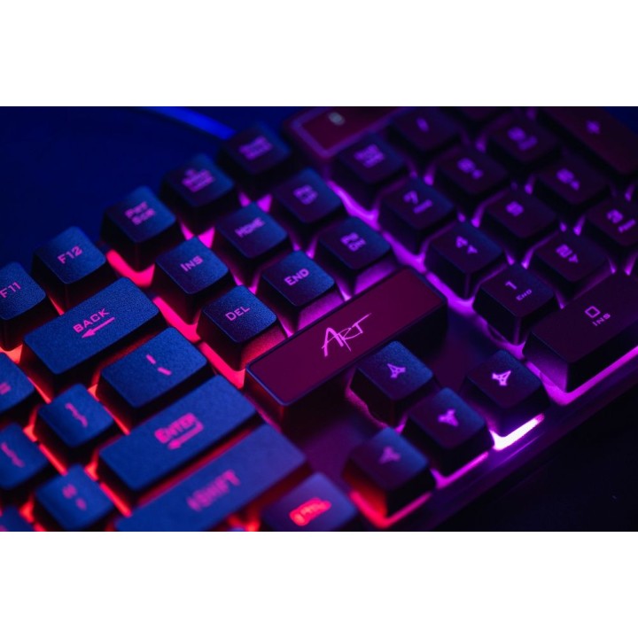ART набор проводная клавиатура USB A QWERTY с подсветкой + проводная мышь USB A с подсветкой AK-50 черный