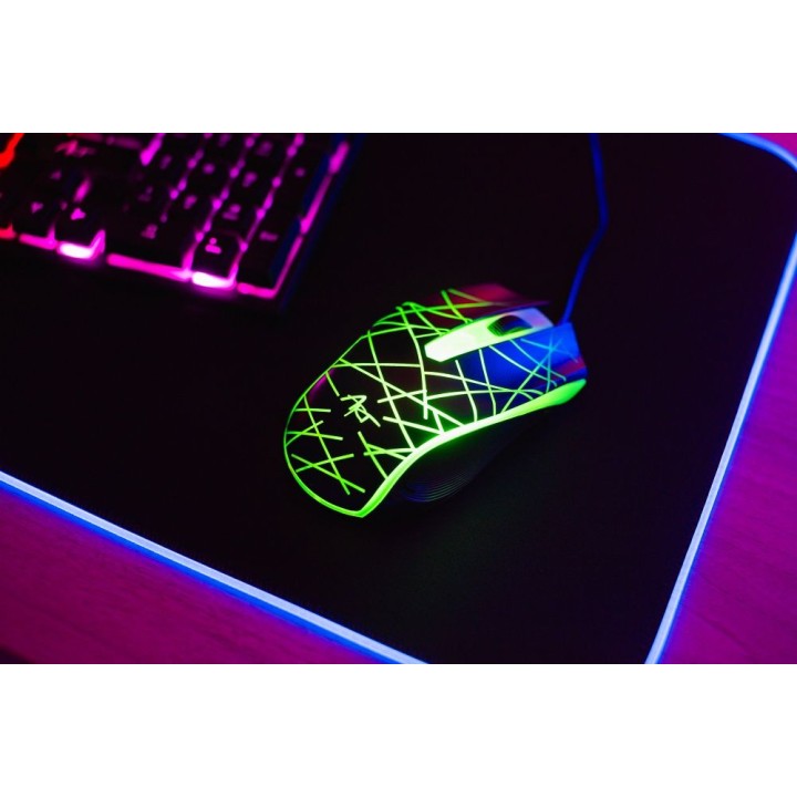 ART set wired keyboard USB A QWERTY backlit + wired mouse USB A backlit AK-50 black