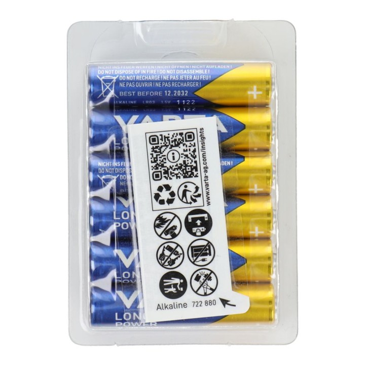 VARTA щелочная батарейка R3 (AAA) Longlife 12 шт