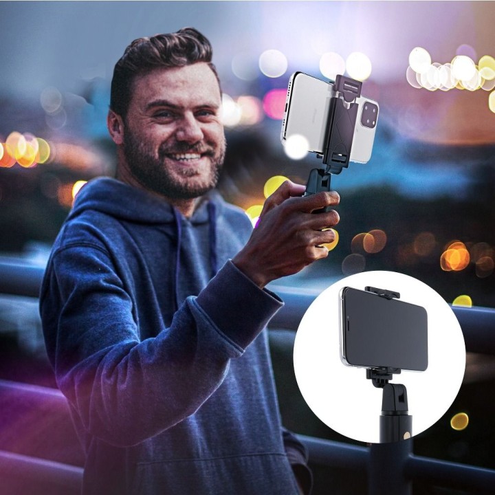 Uchwyt selfie z pilotem bezprzewodowym tripod K07 czarny