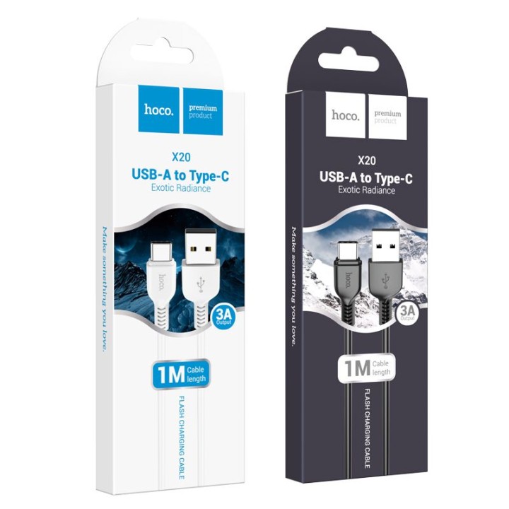 USB-A to USB-C cable Hoco 2,4A 1 m X20 white