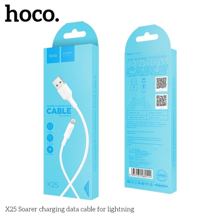 Kabel USB A do Lightning Hoco 2A 1 m X25 biały