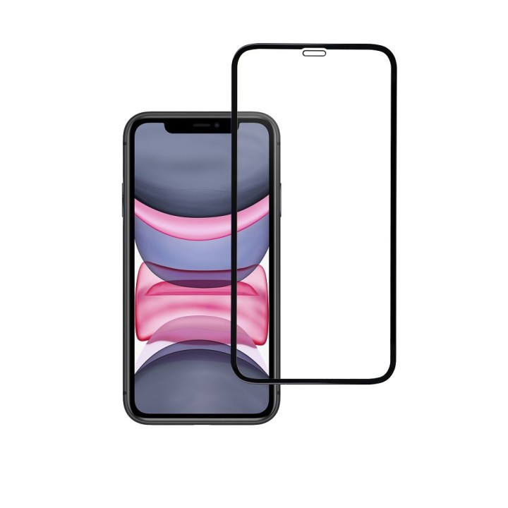 Tempered glass 5D Full Glue for iPhone XR / 11 Blue Star black