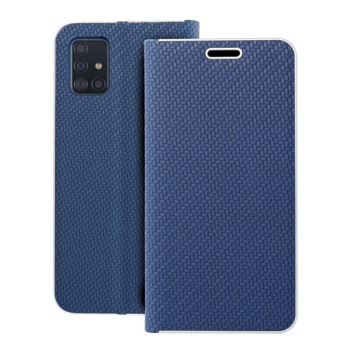 Чехол с клапаном для Samsung A51 Luna Book Carbon синий