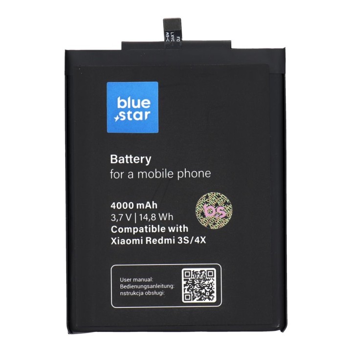 Аккумулятор для Xiaomi Redmi 3 / 3S / 3X / 4X (BM47) 4000 mAh Blue Star