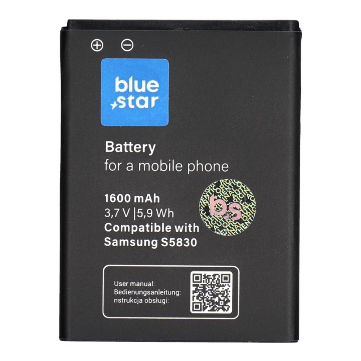 Bateria do Samsung S5830 Galaxy Ace / Galaxy Gio S5670 1600 mAh Blue Star Premium