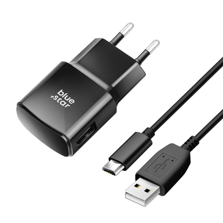 Wall charger for phone Blue Star USB A 2A 10W + cable USB A for Micro USB TFK-TC-1100B black