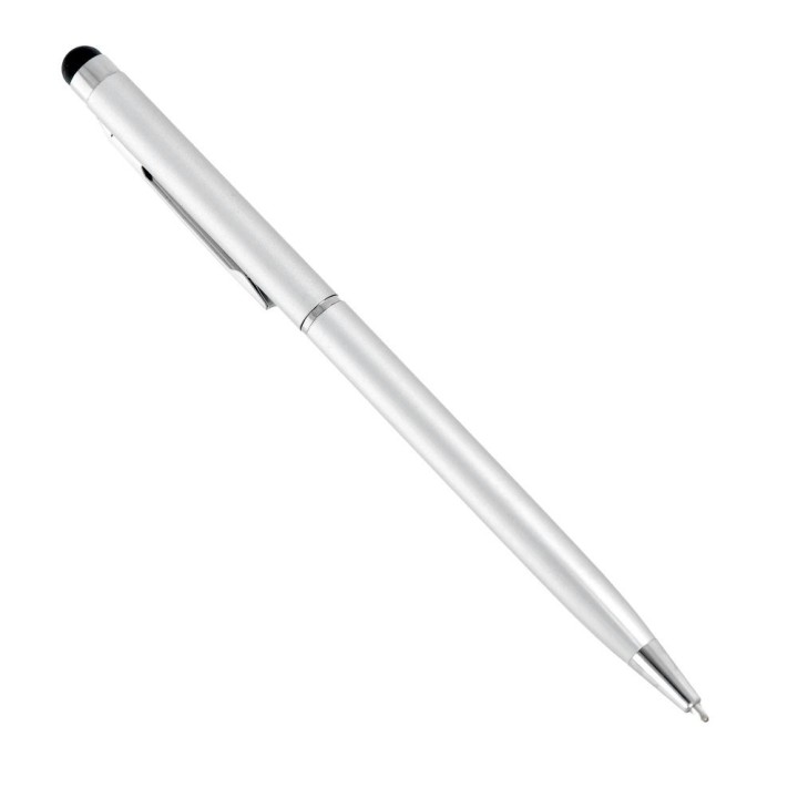 Capacitive stylus for touch screens with pen silver