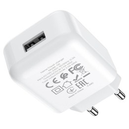 Wall charger for phone Hoco USB A 2A 10W + USB-A to USB-C cable N2 white