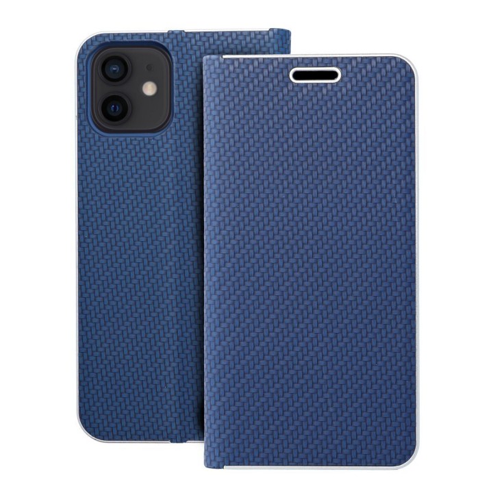 Чехол с клапаном для iPhone 12 / 12 PRO Luna Book Carbon синий