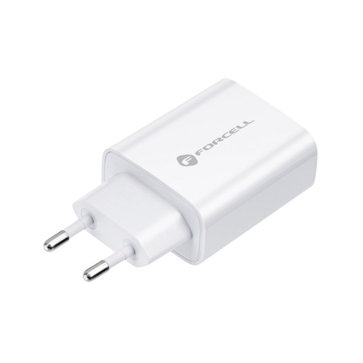 Wall charger for phone Forcell F-Energy USB C QC4.0 PD 3A 20W + USB-C to Lightning cable TFK-TC-20WPD white