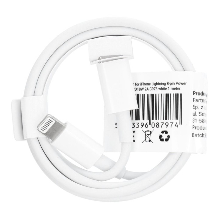 Kabel USB C do Lightning PD 2A 18W 1 m C973 biały