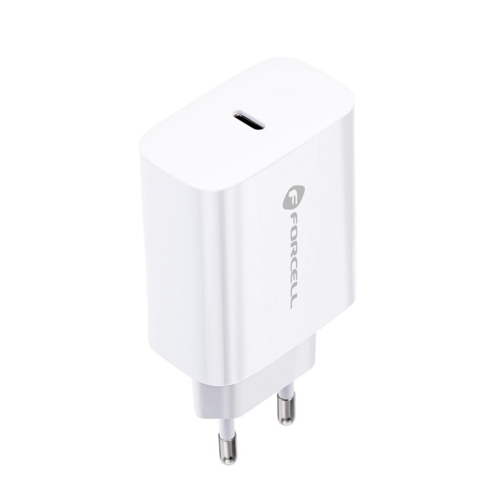 Мережевий зарядний пристрій для телефону Forcell F-Energy USB C QC4.0 PD 3A 20W + кабель USB-C – Lightning TFK-TC-20WPD білий