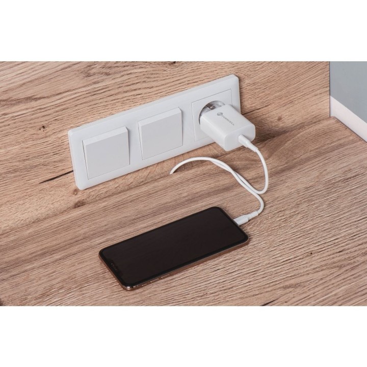 Мережевий зарядний пристрій для телефону Forcell F-Energy USB C QC4.0 PD 3A 20W + кабель USB-C – Lightning TFK-TC-20WPD білий