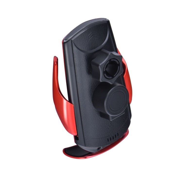 Automatic wireless car phone holder Forcell F-Grip HS1 Qi 15W for windscreen / air vent red